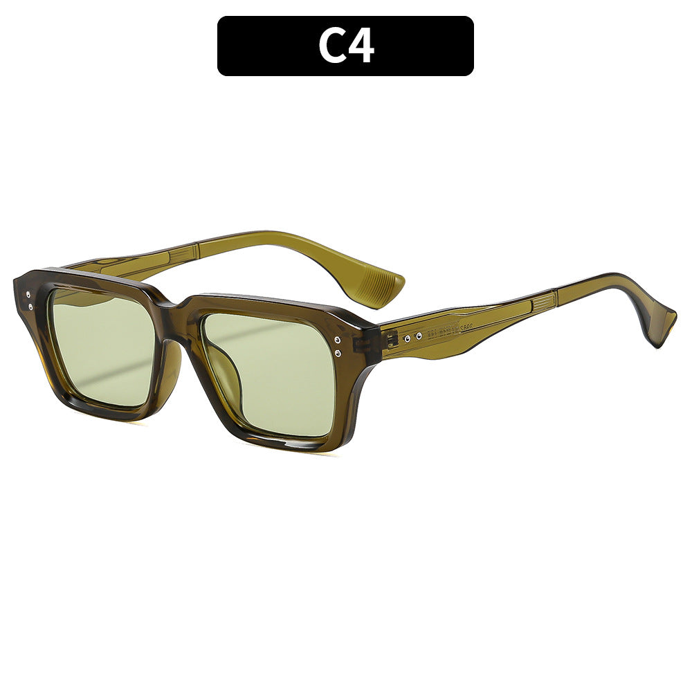 Unisex Thick Acetate Square Sunglasses Retro Chunky Frame UV400 Protection Trendy Shades