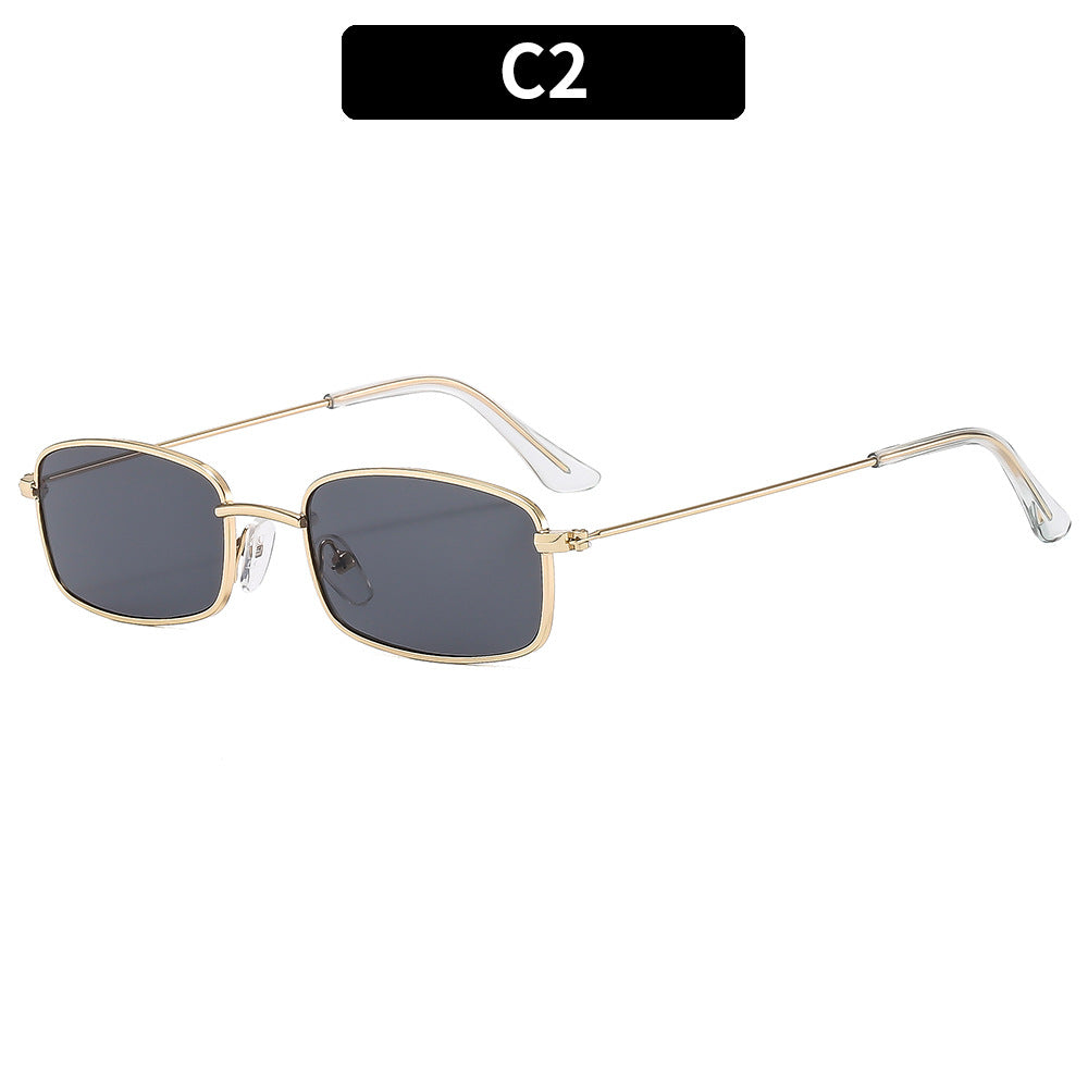 Fashion Metal Frame Square Sunglasses for Women Men Retro UV400 Protection Shades
