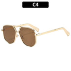 Trendy Geometric Metal Double Bridge Polarized Eyewear