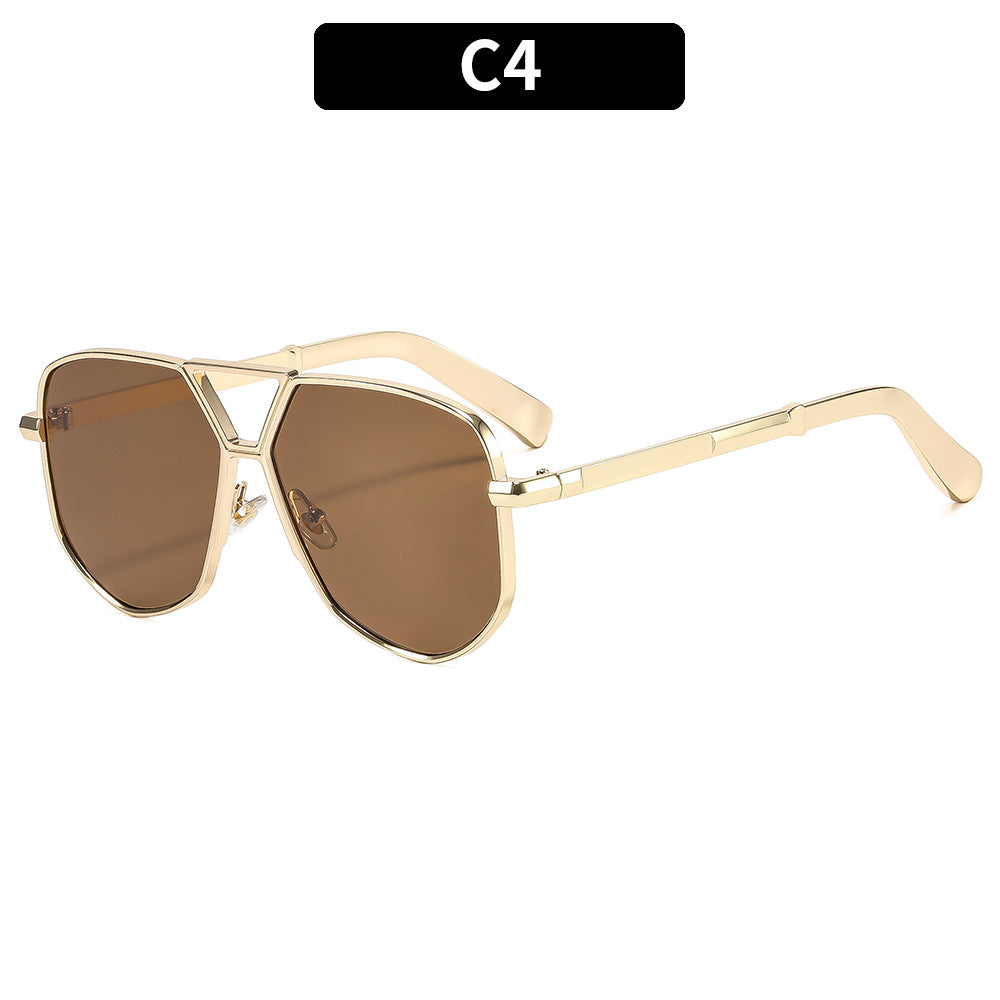 Trendy Geometric Metal Double Bridge Polarized Eyewear