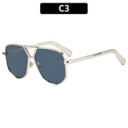 Trendy Geometric Metal Double Bridge Polarized Eyewear