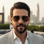 Trendy Geometric Metal Double Bridge Polarized Eyewear