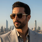 Trendy Geometric Metal Double Bridge Polarized Eyewear
