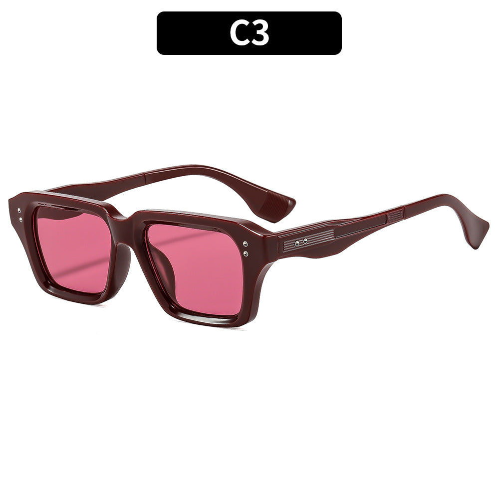 Unisex Thick Acetate Square Sunglasses Retro Chunky Frame UV400 Protection Trendy Shades