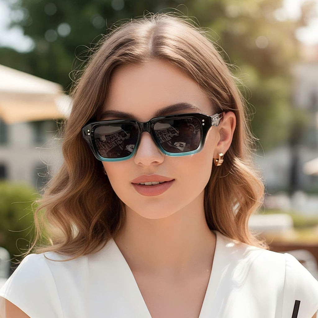 Unisex Thick Acetate Square Sunglasses Retro Chunky Frame UV400 Protection Trendy Shades