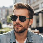 Retro Metal Double Bridge Polarized UV400 Sunglasses