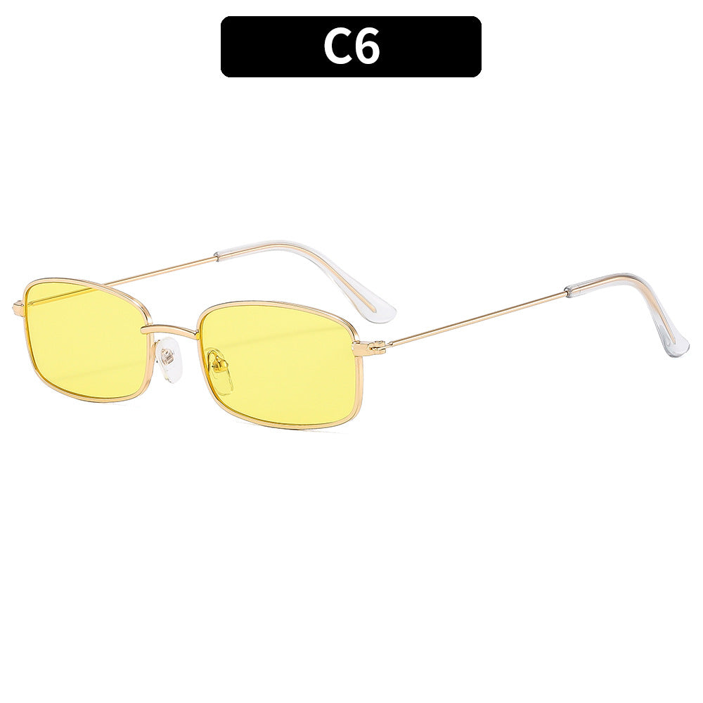 Fashion Metal Frame Square Sunglasses for Women Men Retro UV400 Protection Shades