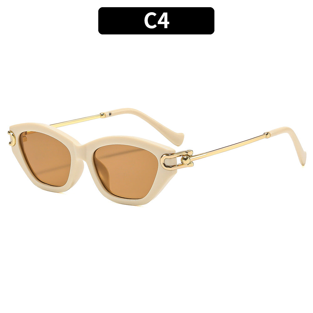 Women's Retro Cat Eye Sunglasses Acetate Metal Combination Frame UV400 Fashion Shades