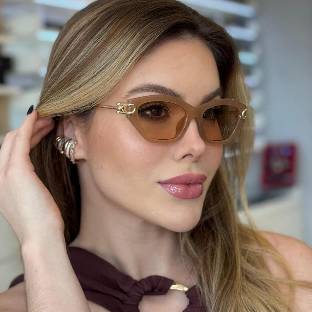 Women's Retro Cat Eye Sunglasses Acetate Metal Combination Frame UV400 Fashion Shades