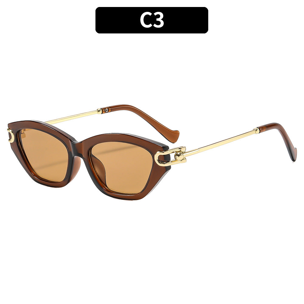 Women's Retro Cat Eye Sunglasses Acetate Metal Combination Frame UV400 Fashion Shades