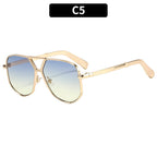 Trendy Geometric Metal Double Bridge Polarized Eyewear