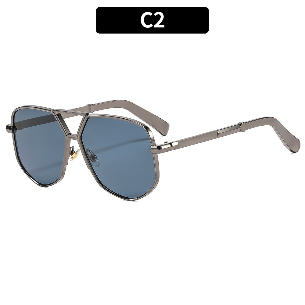 Trendy Geometric Metal Double Bridge Polarized Eyewear