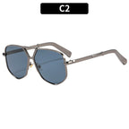 Trendy Geometric Metal Double Bridge Polarized Eyewear