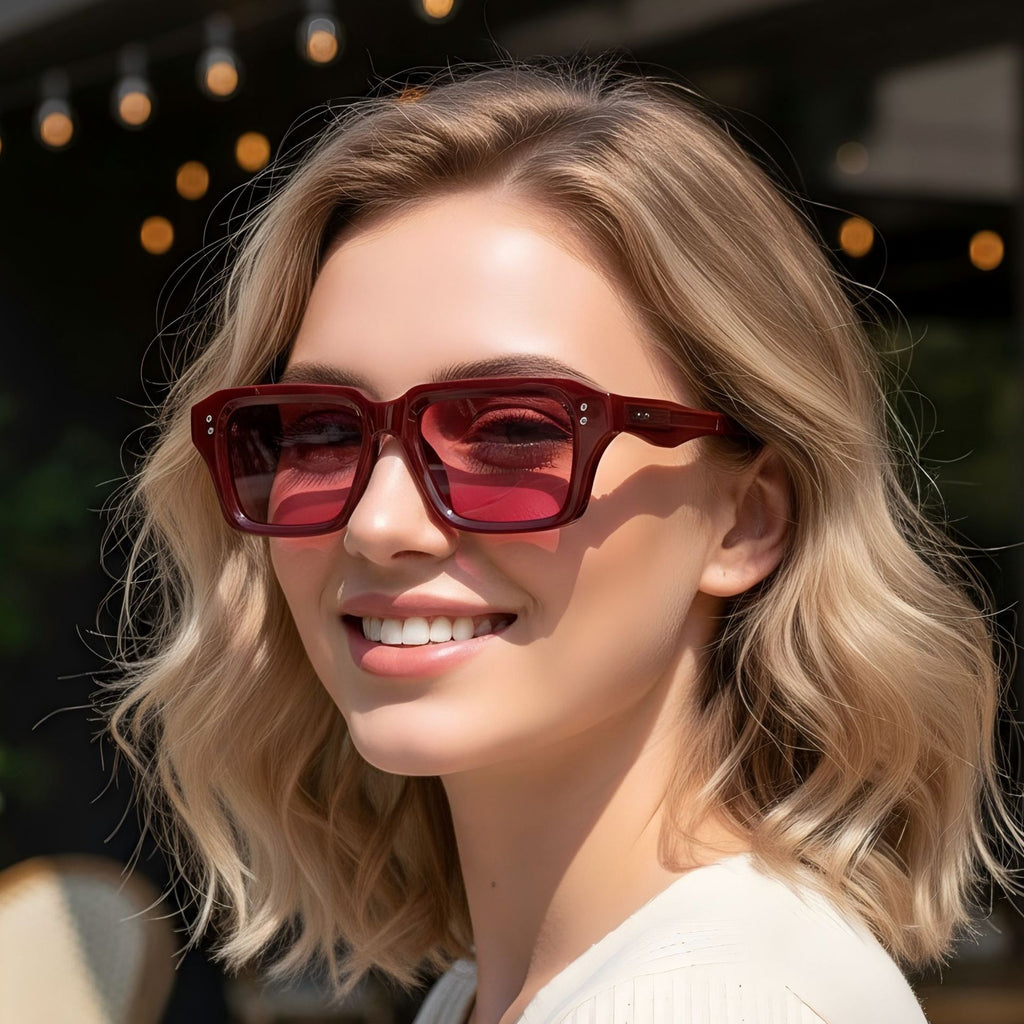 Unisex Thick Acetate Square Sunglasses Retro Chunky Frame UV400 Protection Trendy Shades
