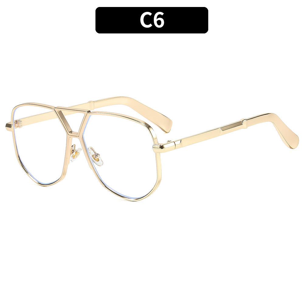 Trendy Geometric Metal Double Bridge Polarized Eyewear