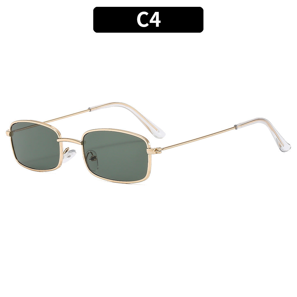 Fashion Metal Frame Square Sunglasses for Women Men Retro UV400 Protection Shades