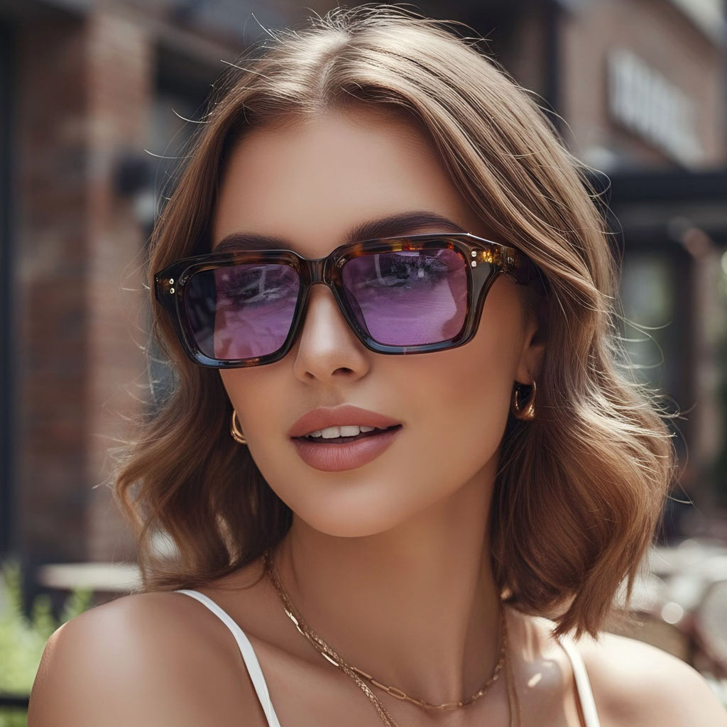 Unisex Thick Acetate Square Sunglasses Retro Chunky Frame UV400 Protection Trendy Shades
