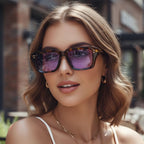Unisex Thick Acetate Square Sunglasses Retro Chunky Frame UV400 Protection Trendy Shades