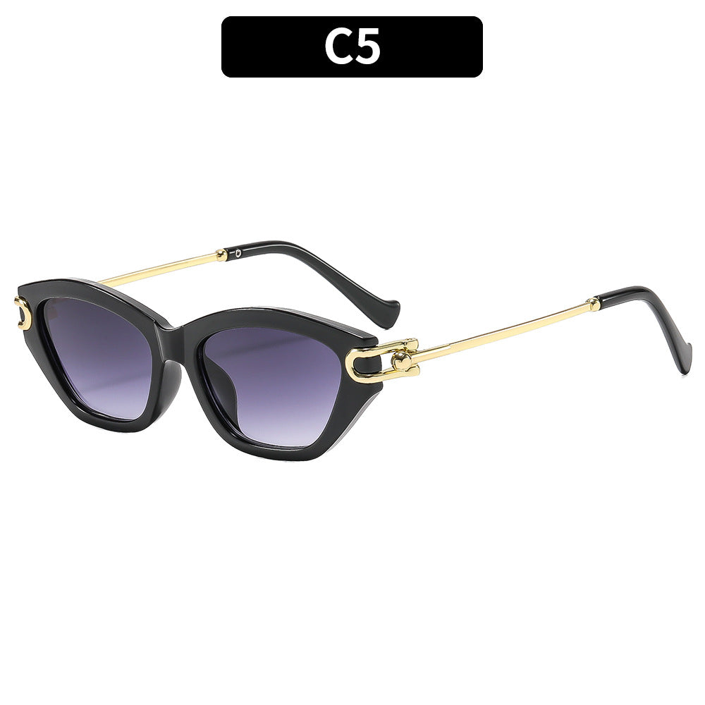 Women's Retro Cat Eye Sunglasses Acetate Metal Combination Frame UV400 Fashion Shades