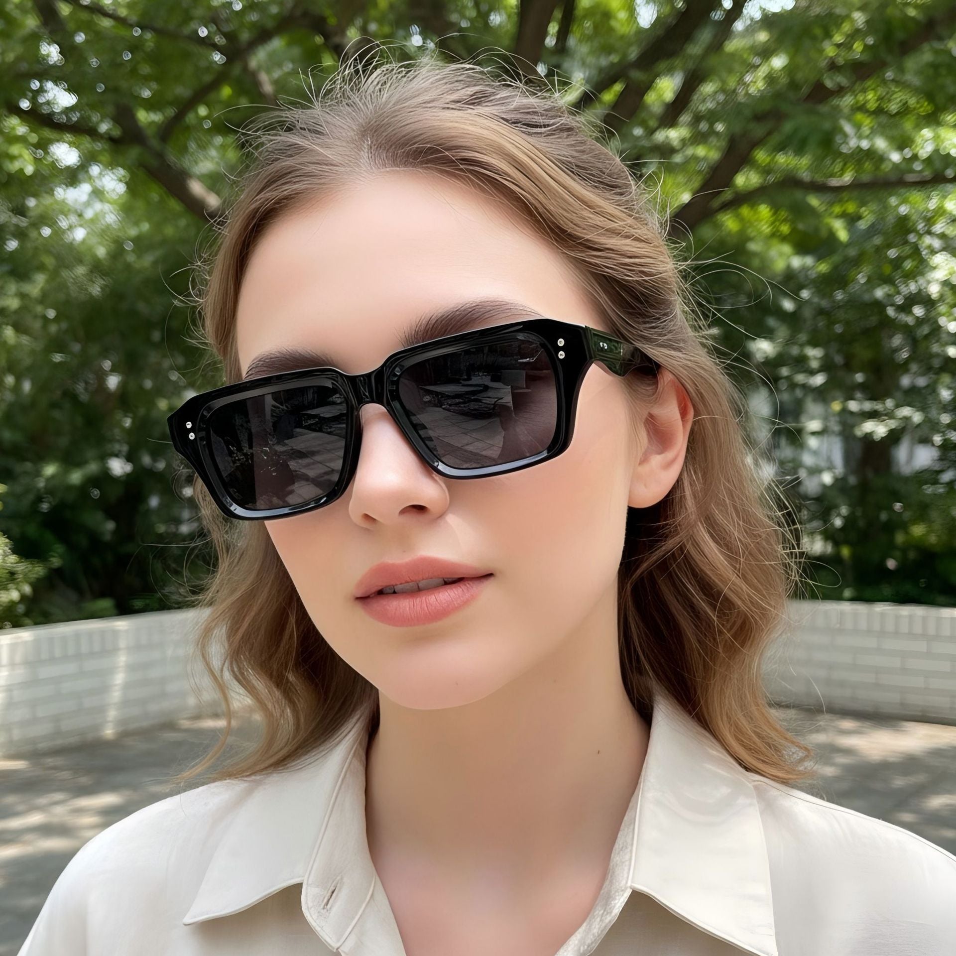 Unisex Thick Acetate Square Sunglasses Retro Chunky Frame UV400 Protection Trendy Shades