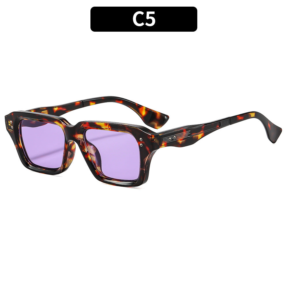 Unisex Thick Acetate Square Sunglasses Retro Chunky Frame UV400 Protection Trendy Shades